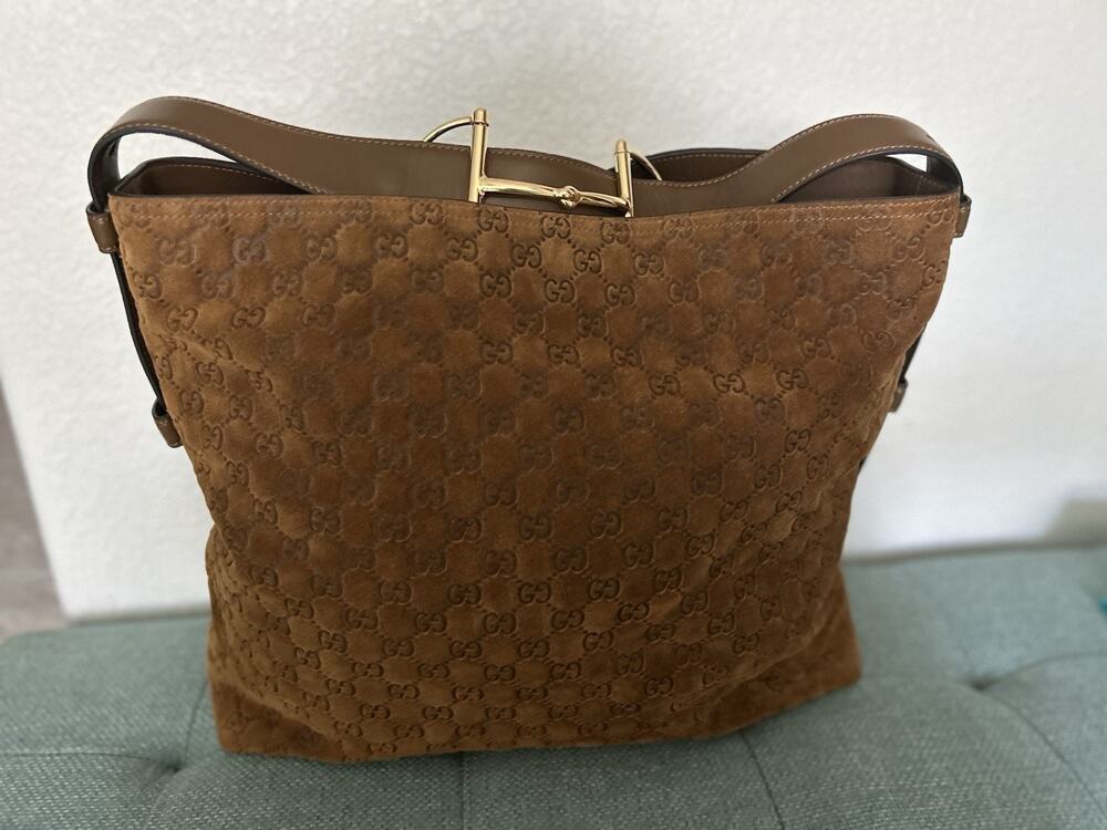 AUTHENTIC GUCCI BEATRIX LARGE TOTE BAG PEPPER BROWN 850546
